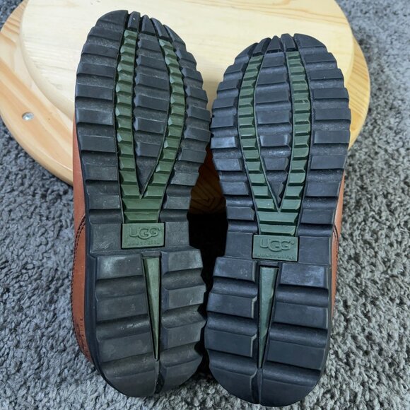 Ugg Shoes Shearling Loafer Womens Size 10 Brown Leather Sheepskin Lined Wool Zip - Picture 9 of 9